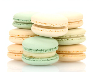 Fototapeta premium Pastel Macarons Stack on White Background