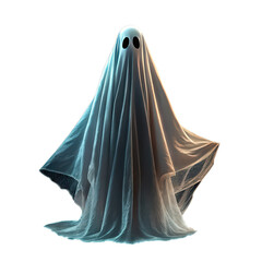 Naklejka premium Halloween ghost on transparent background spirit spooky figure eerie apparition spectral presence festive decoration png ghostly figure isolated phantom png Halloween spirit png ethereal being