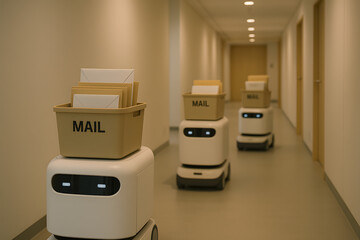 Fototapeta premium Robots Delivering Mail
