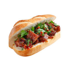 Delicious Spicy Pork Belly Banh Mi Sandwich