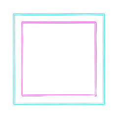 Illustration of neon electric style square frame png glowing geometric border png futuristic luminous design png vibrant neon light square png digital frame art png transparent background image