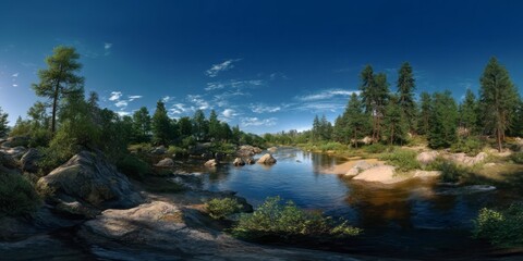 Panoramic nature scene river hdr 360 view