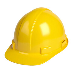 Construction safety helmet for worker 3d render icon. Yellow builder, engineer or contractor protection hard hat, miner cap.