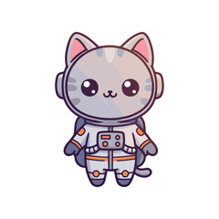 Cute Cartoon Astronaut Cat