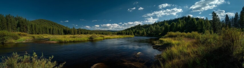 Obraz premium Nature river panorama hdr 360 degrees view