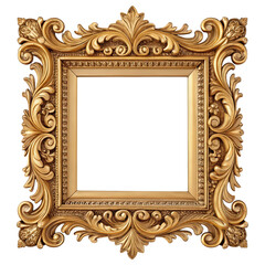 Baroque golden picture frame isolated on transparent background png ornate frame design png classic art frame png antique gold frame png baroque style frame png decorative photo frame image