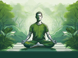 Meditative escape in nature with scenic mountain and river view
Person practicing yoga and mindfulness in forest environment