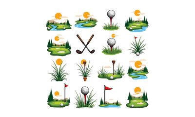 Golfing Scenes Illustration Players, Courses, and Gameplay