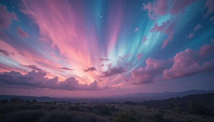 Fototapeta premium 8k aurora cotton candy sky