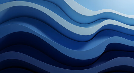 Obraz premium Serene Undulating Layers of Abstract Blue Waves with Soft Light and Shadow.