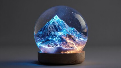 A glowing, crystal sphere displays a mountain range