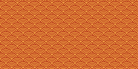 Chinese inspired pattern with repeating semicircles