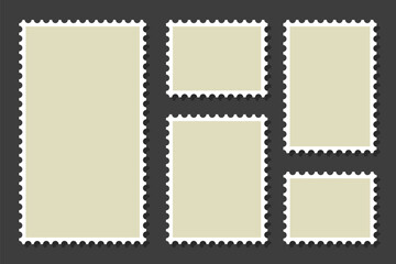 Postage stamp template collection. Empty Postage Stamp. Jagged wavy edge forms. Modern and Vintage Styles vector illustrator.