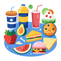 Picnic Food and Drinks Vector Pack Isolated Transparent PNG
