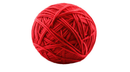 Soft ball of wool yarn with tangled thread isolated on white background