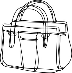 Elegant handbag line art, minimalist purse sketch, stylish tote bag drawing, modern fashion accessory illustration, chic bag design, cad drawing flat vector illustration