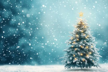 Christmas Tree in Sparkling Winter Wonderland