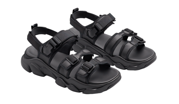 Pair of black chunky platform sandals