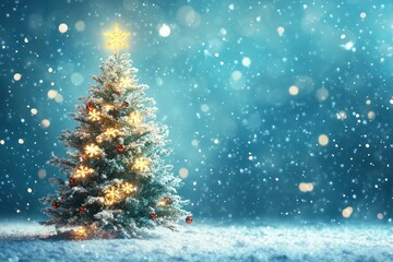 Christmas Tree in Sparkling Winter Wonderland
