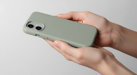 Hands Holding Sage Green iPhone Silicone Case