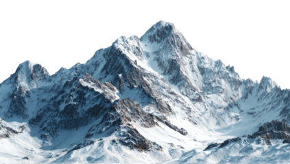 Snowy mountain peak, detailed ridges and slopes, high-angle view