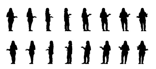 Person silhouette, different angles, transparent background