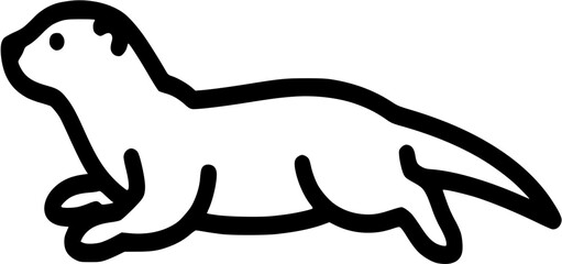 Fototapeta premium otter silhouette line art vector illustration with a white background