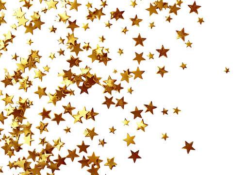 Gold stars confetti on a black background - Powered by Adobe