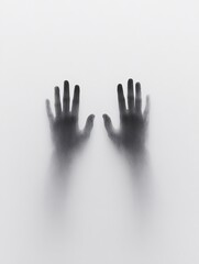 Shadowy hands reaching out from behind frosted glass