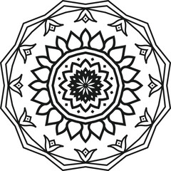 Detailed Mandala Design in Black and White for Coloring or Decorating Meditative Art