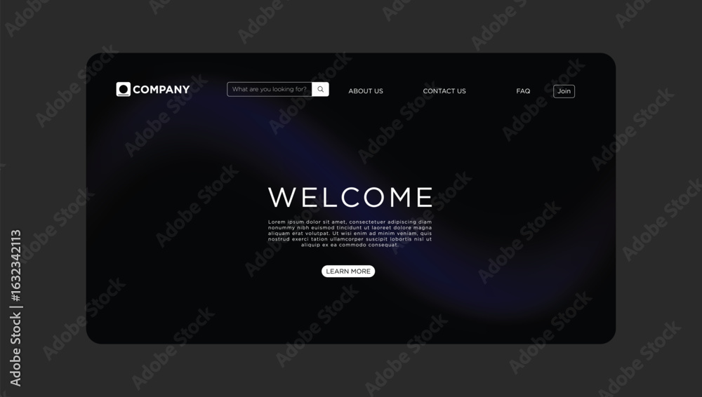 Wall mural modern welcome page design for business website or landing page with simple navigation