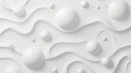 Abstract White Background with Round Shapes and Fluid Waves Design