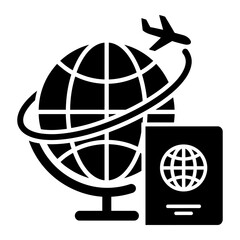 Passport Globe Airplane Travel Icon Minimalist Design