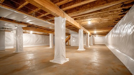 Encapsulated Basement Interior View with Clean Concrete Floor