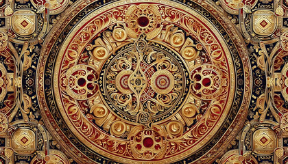 A Byzantine mosaic fabric print, Ai generated image