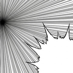Explosion of Focus Lines Illustration. Black and White Radial Lines Expanding Outward. Manga, Anime, Explosion, Action, Speed, Effect Line.
