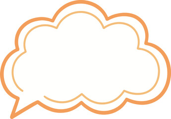 An empty, stylized thought or speech bubble in the shape of a cloud, with a simple outline design, in a graphic resource style.