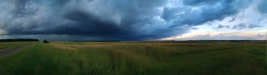 Fototapeta premium Panoramic hdr view of stormy landscape nature
