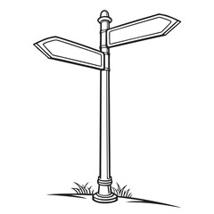 Direction Sign Symbol: A directional sign, rendered in a clean, minimalistic line art style, it stands prominently, ready to guide on a journey toward new opportunities.