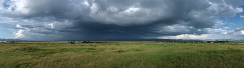 Obraz premium Dramatic storm clouds over green fields