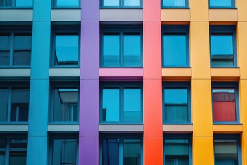 Obraz premium Modern Facade with Rainbow Windows