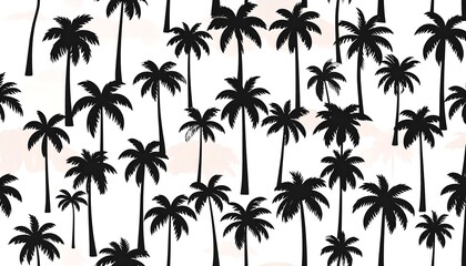 Palm tree pattern, silhouettes, white background