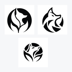 Wolf face logo vector art design