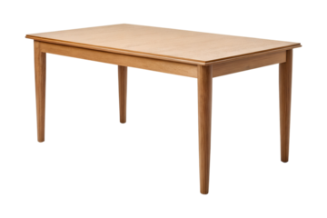 Light oak dining table isolated on transparent background