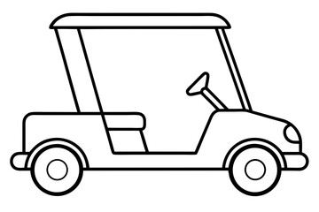 Fototapeta premium golf cart outline vector, golf car line art