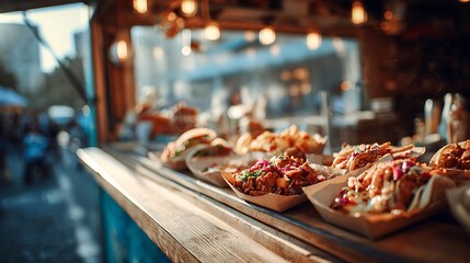 Sampling Street Food at a Food Truck with Tasty Offerings