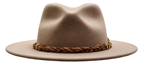 Light beige fedora with a braided brown band