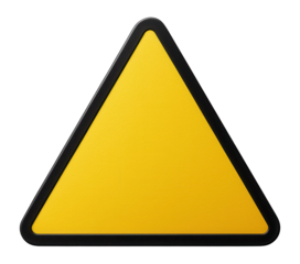 Yellow triangular warning sign with a bold black border on transparent background.
