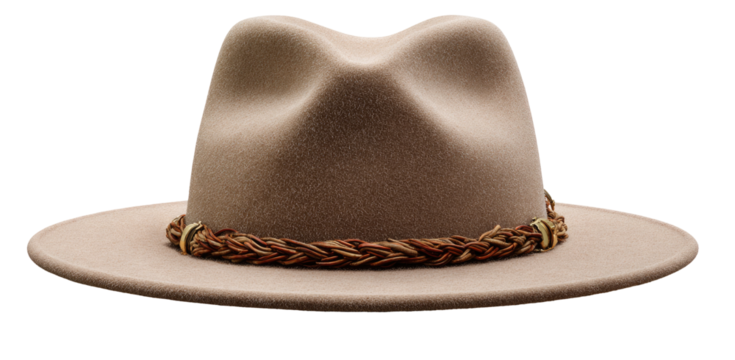 Light beige fedora with a braided brown band