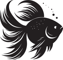 Vector minimal Swimming Elegant Betta Fish Silhouette 